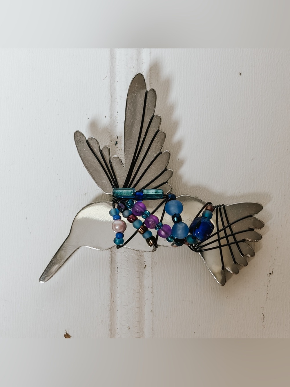 Vintage Artisan Liztech Beaded Hummingbird Brooch | Signed 1996